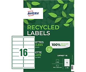 Avery Address Labels LR7162-15 33.9 x 99.1 mm White 240 Sheets of 16 Labels