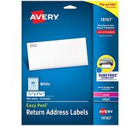 Avery Address Labels with Sure Feed for Inkjet Printers, 0.5" x 1.75", 800 Labels, Permanent Adhesive (18167), White