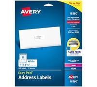 Avery Address Labels with Sure Feed for Laser & Inkjet Printers, 1" x 2-5/8", 300 Labels - Great for FBA Labels (18160)