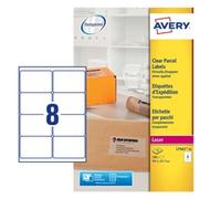 Avery Lase Pacel Label 99x67.7mm 8 Pe A4 Sheet Clea (Pack 200 Labels) L7565-25