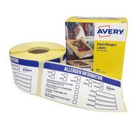 Avery Allergen Labels for Food Packaging - 300 Removable Stickers with Dispenser Box for Takeaways, Bakeries, Restaurants, Meal Prep & Catering - Pre-Printed for UK Food Safety Compliance (ALL9840)