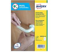 Avery Antimicrobial Film, clear film labels for desks, books and touchscreens, 199.6 x 143.5mm 2 labels per A4 sheet, 10 sheets per pack AM002A4