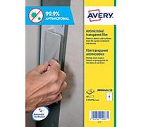 Avery Antimicrobial Surface Film Removable Self-Adhesive 199.6 x 289.1mm Clear 10 Sheets of 1 Label