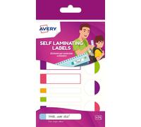 Avery Waterproof Self-Laminating Name Labels - 24 Pack, 86 x 17 mm - Neon Colours - Stick-On Labels for Lunchboxes, Water Bottles, School Supplies, Clothing & More - Dishwasher Safe (APFLUO24.UK)