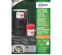 Avery B3655-50 (210 x 148.5mm) Extra Strong Adhesive, Ultra Heavy Duty Industrial Waterproof GHS Labels, 2 Labels Per A4 Sheet