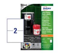 Avery B3655-50 (210 x 148.5mm) Extra Strong Adhesive, Ultra Heavy Duty Industrial Waterproof GHS Labels, 2 Labels Per A4 Sheet