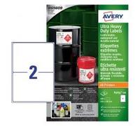 Avery B3655-50 (210 x 148.5mm) Extra Strong Adhesive, Ultra Heavy Duty Industrial Waterproof GHS Labels, 2 Labels Per A4 Sheet