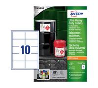 Avery B7173-50 Extra Strong Adhesive, Ultra Heavy Duty Industrial Waterproof GHS Labels, 10 Labels Per A4 Sheet, White