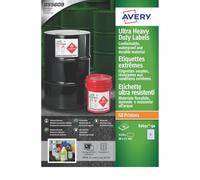 Avery B7651-50 Extra Strong Adhesive, Ultra Heavy Duty Industrial Waterproof GHS Labels, 65 Labels Per A4 Sheet, White,210 x 297 mm