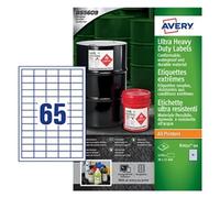 Avery B7651-50 Extra Strong Adhesive, Ultra Heavy Duty Industrial Waterproof GHS Labels, 65 Labels Per A4 Sheet, White,210 x 297 mm