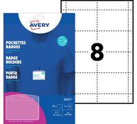 Avery Badge Pockets, 90x60mm, Dual Attachment, 20 Holders/24 Badges (4823)