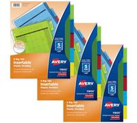 Avery Big Tab Insertable Plastic Dividers, 5-Tabs, 3 pk (71900)