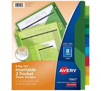 Avery Big Tab Insertable Two-Pocket Plastic Dividers, 8 Multicolor Tabs, 1 Set (11907)