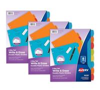 Avery Big Tab Write & Erase Durable Plastic Dividers, 8-Tab Set, Multicolor Brights, 3 Sets (21210)