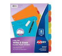 Avery Big Tab Write & Erase Durable Plastic Dividers for 3 Ring Binders, 8-Tab Set, Bright Multicolor, 1 Set (16130)