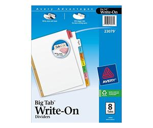 Avery Big Tab Write-on Dividers, 8-tabs,10 Sets (23079)