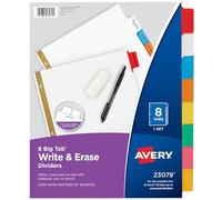 Avery Big Tab Write-On Dividers Multi 8 Tab 23079 Pack Of 12