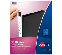 Avery Binder Spine Inserts, for 1 Inch Ring Binders with 1.4" Spine Width, 40 Cardstock View Binder Spine ID Inserts (89103)