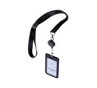 Avery Black Combi Lanyard with Retractable Reel & Dual Card Holder - rPET Eco Lanyard, Safety Breakaway, 80cm Cord, ID Badge Holder for Office, Events & Security (R4828HB-1)