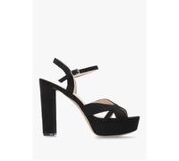 Avery Black Platform Heeled Sandals - Black Suede / 36