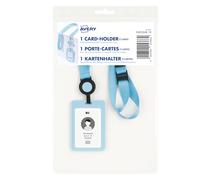 Avery Blue Adjustable Lanyard with Retractable Reel & Double Card Holder