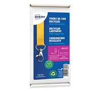 Avery - Box of 10 Neck Towels with Carabiner 44 cm Long x 1.5 cm Wide Yellow