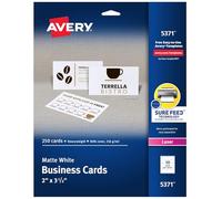 Avery Printable Business Cards with Sure Feed Technology, 2" x 3.5", White, 250 Blank Cards for Laser Printers (05371)