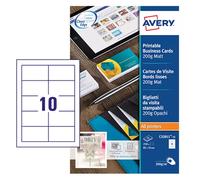 Avery Business Cards 85 x 54 Quick & Clean 10 Sheets business card Laser/Inkjet Paper 100 pc(s)