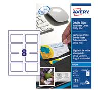 Avery Double sided Business Cards 85 x 54 mm, Pack of 10, White blank , customisable business cards (C32024-10)