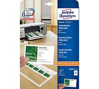 Avery Business Cards A4 200 gsm White 25 Sheets Pack of 10