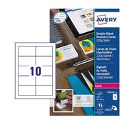 Avery C32016-25 Printable Double-Sided Satin Finish Business Cards for Laser Printers, 10 Cards Per A4 Sheet, White