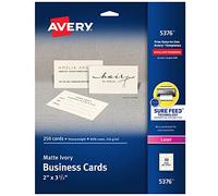Avery Business Cards for Laser Printers 5376, Ivory, Uncoated, Pack of 250