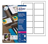 Avery C32016-10 Business Cards Smooth-Edged Satin-Look 220 g/m² for Colour and Monochrome Laser Printers 85 x 54 mm Set of 100