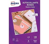 Avery C9422M-5 Round Stickers - Matte White (Pack of 120)