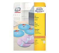 Avery Easy Application, Printable, CD Labels, Customisable, 117 mm, 2 Labels per Sheet, 50 Labels per Pack (L7676-25)