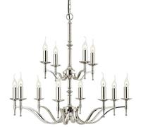 Avery Ceiling Pendant Chandelier Light 12 Lamp Bright Nickel Curved Candelabra Loops Metallics One Size