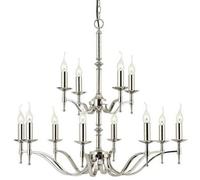Avery Ceiling Pendant Chandelier Light 12 Lamp Bright Nickel Curved Candelabra