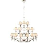 Avery Ceiling Pendant Chandelier Light 21 Lamp Bright Nickel & Beige Pleat Shade Loops Metallics One Size