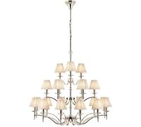 Avery Ceiling Pendant Chandelier Light 21 Lamp Bright Nickel & Beige Pleat Shade
