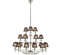 Avery Ceiling Pendant Chandelier Light 21 Lamp Bright Nickel & Black Pleat Shade Loops Metallics One Size