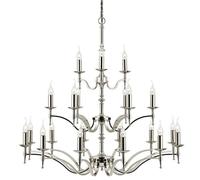 Avery Ceiling Pendant Chandelier Light 21 Lamp Bright Nickel Curved Candelabra Loops Metallics One Size