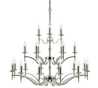 Avery Ceiling Pendant Chandelier Light 21 Lamp Bright Nickel Curved Candelabra