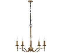 Loops Avery Ceiling Pendant Chandelier Light 5 Lamp Antique Brass Curved Candelabra in Metallics Loops Metallics