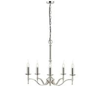 Avery Ceiling Pendant Chandelier Light 5 Lamp Bright Nickel Curved Candelabra Loops Metallics One Size