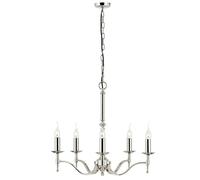 Avery Ceiling Pendant Chandelier Light 5 Lamp Bright Nickel Curved Candelabra