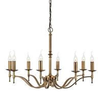 Avery Ceiling Pendant Chandelier Light 8 Lamp Antique Brass Curved Candelabra