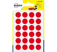 Avery, Circle Stickers, 15mm, Red, Small Round Dot Adhesive Labels, 168 Per Pack (PSA15R)