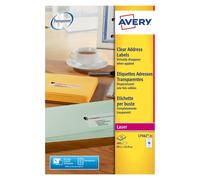 Avery Clear 99.1 x 34 mm Self Adhesive Laser Address Labels - 16 Per Page - 25 S