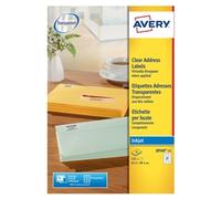 Avery Inkjet Address Label 63.5x38.1mm 21 Per A4 Sheet Clear (Pack 525 Labels) J8560-25
