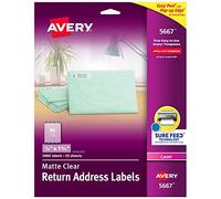 Avery Clear Easy Peel Return Address Labels for Laser Printers 1/2" x 1-3/4", Pack of 2,000 (5667)